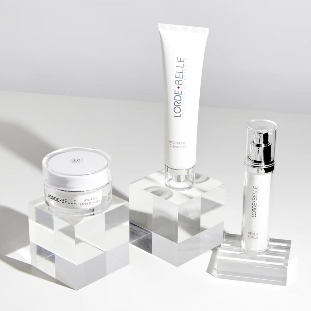 LORDE + BELLE HYDRA-V MOISTURIZER, REPAIR SERUM & HYDRATING CLEANSER